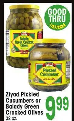 Jewel-Osco Ziyad Pickled Cucumbers or Balady Green Cracked Olives offer