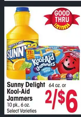 Jewel-Osco Sunny Delight 64 oz. or Kool-Aid Jammers 10 pk., 6 oz offer