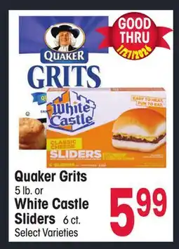 Jewel-Osco Quaker Grits 5 lb. or White Castle Sliders 6 ct offer