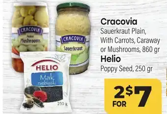 Tony’s Fresh Market Cracovia Sauerkraut Plain, With Carrots, Caraway or Mushrooms, 860 gr Helio Poppy Seed, 250 gr offer