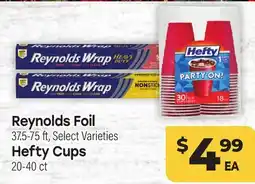 Tony’s Fresh Market Reynolds Foil 37.5-75 ft, Hefty Cups, 20-40 ct offer