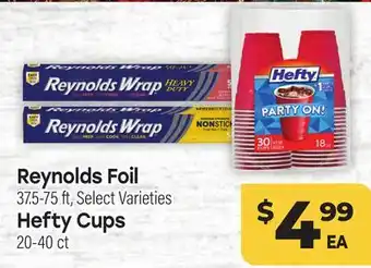 Tony’s Fresh Market Reynolds Foil 37.5-75 ft, Hefty Cups, 20-40 ct offer