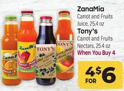 Tony’s Fresh Market ZanaMia Carrot and Fruits Juice, 25.4 oz Tony's Carrot and Fruits Nectars, 25.4 oz offer