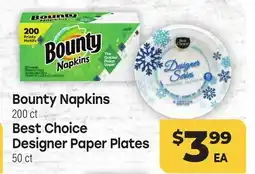 Tony’s Fresh Market Bounty Napkins 200 ct Best Choice Designer Paper Plates 50 ct offer