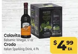 Tony’s Fresh Market Colavita Balsamic Vinegar, 17 oz Crodo Italian Sparkling Drink, 4 Pk offer