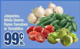 Jewel-Osco Jalapeños, White Onions, Roma Tomatoes or Tomatillos offer