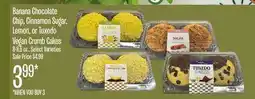 Jewel-Osco Banana Chocolate Chip, Cinnamon Sugar, Lemon, or Tuxedo Vegan Crumb Cakes offer