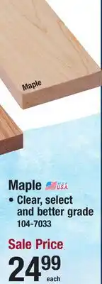 Menards Maple 1 x 4 x 8' BOARDS offer