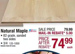 Menards Natural Maple 4 x 8 PLYWOOD offer