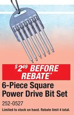 Menards 6-Piece Square Power Drive Bit Set offer