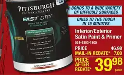 Menards Pittsburgh Interior/Exterior Satin Paint & Primer offer