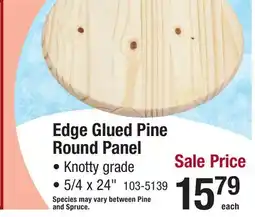 Menards Edge Glued Pine Round Panel offer