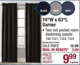 Menards 74W x 63L Garner offer