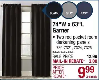 Menards 74W x 63L Garner offer