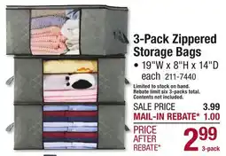 Menards 3-Pack Zippered Storage Bags offer