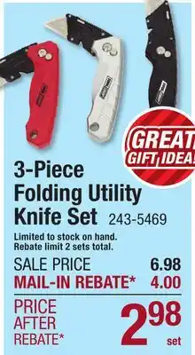 Menards 3-Piece Folding Utility Knife Set offer