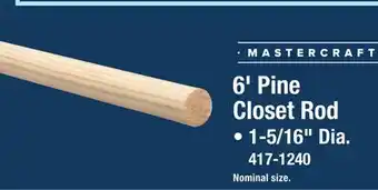 Menards MASTERCRAFT 6' Pine Closet Rod offer