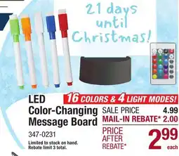Menards LED Color-Changing Message Board offer