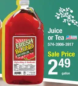 Menards Juice or Tea offer