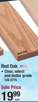 Menards Red Oak MASTERCRAFT 1 x 4 x 8' BOARDS offer