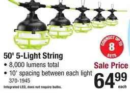 Menards 50' 5-Light String LED WORKLIGHTS offer