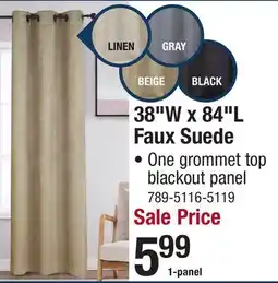 Menards 38W x 84L Faux Suede CURTAINS offer