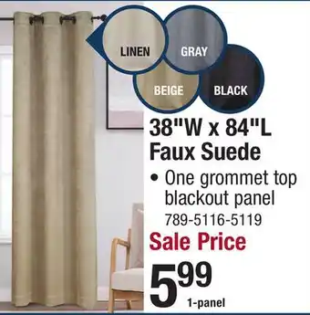 Menards 38W x 84L Faux Suede CURTAINS offer