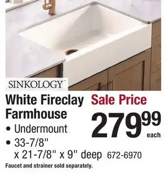 Menards Sinkology White Fireclay Farmhouse offer