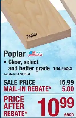 Menards Poplar 1 x 4 x 8' BOARDS offer