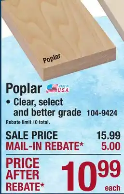 Menards Poplar 1 x 4 x 8' BOARDS offer