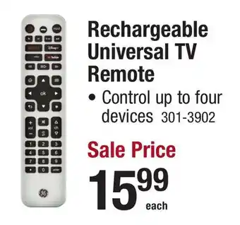 Menards Rechargeable Universal TV Remote offer