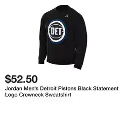 Dick's Sporting Goods Jordan Men's Detroit Pistons Black Statement Logo Crewneck Sweatshirt offer