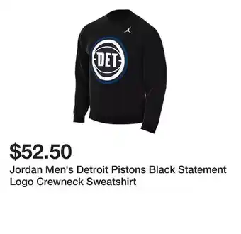 Dick's Sporting Goods Jordan Men's Detroit Pistons Black Statement Logo Crewneck Sweatshirt offer