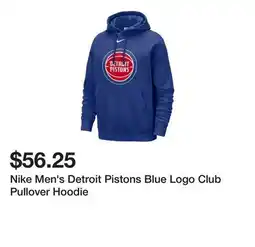 Dick's Sporting Goods Nike Men's Detroit Pistons Blue Logo Club Pullover Hoodie offer