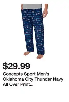 Dick's Sporting Goods Concepts Sport Men's Oklahoma City Thunder Navy All Over Print Sleep Pants offer