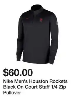 Dick's Sporting Goods Nike Men's Houston Rockets Black On Court Staff 1/4 Zip Pullover offer