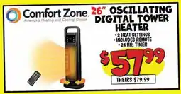 Ollie's Comfort Zone 26 OSCILLATING DIGITAL TOWER HEATER offer