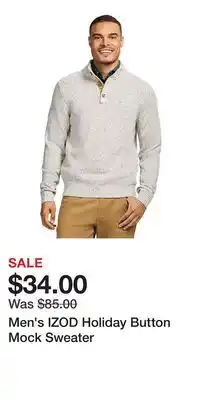Kohl's Men's IZOD Holiday Button Mock Sweater offer