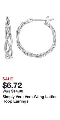 Kohl's Simply Vera Vera Wang Lattice Hoop Earrings offer