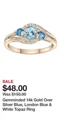 Kohl's Gemminded 14k Gold Over Silver Blue, London Blue & White Topaz Ring offer