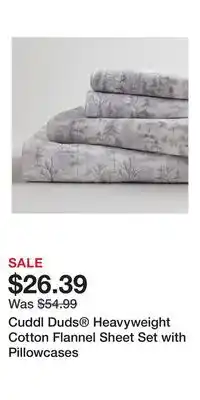 Kohl's Cuddl Duds Heavyweight Cotton Flannel Sheet Set with Pillowcases offer