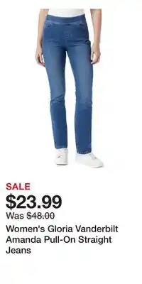 Kohl's Women's Gloria Vanderbilt Amanda Pull-On Straight Jeans offer
