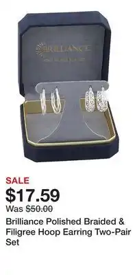 Kohl's Brilliance Polished Braided & Filigree Hoop Earring Two-Pair Set offer