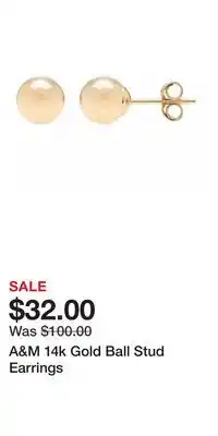Kohl's A&M 14k Gold Ball Stud Earrings offer