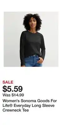 Kohl's Women's Sonoma Goods For Life Everyday Long Sleeve Crewneck Tee offer
