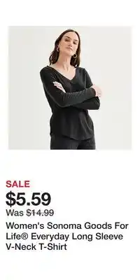 Kohl's Women's Sonoma Goods For Life Everyday Long Sleeve V-Neck T-Shirt offer