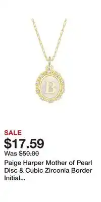 Kohl's Paige Harper Mother of Pearl Disc & Cubic Zirconia Border Initial Necklace offer
