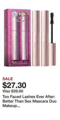 Kohl's Too Faced Lashes Ever After: Better Than Sex Mascara Duo Makeup Gift Set offer