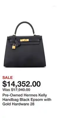 Nordstrom Pre-Owned Hermes Kelly Handbag Black Epsom with Gold Hardware 28 offer