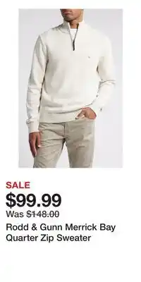 Nordstrom Rodd & Gunn Merrick Bay Quarter Zip Sweater offer